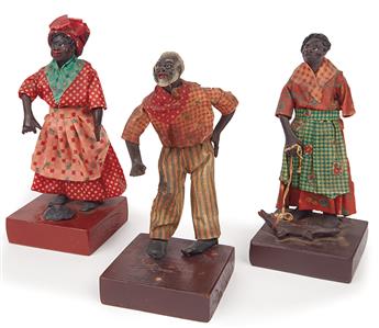 (ART--FOLK ART.) VARGAS, FRANCISCO [OR] VARGAS JR. Three Vargas wax figures of typical New Orleans characters: two women and one man.